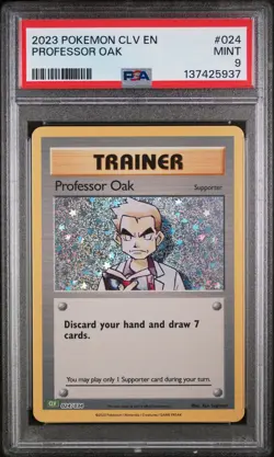 2023 POKEMON VENUSAUR & LUGIA EX DECK #024 PROFESSOR OAK PSA 9 - Image 1