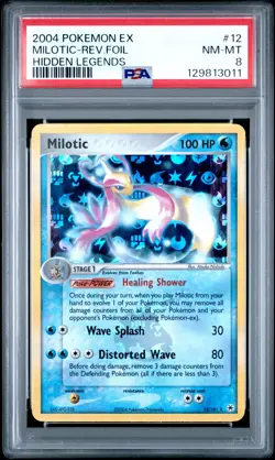 2004 POKEMON EX HIDDEN LEGENDS #12 MILOTIC-REVERSE FOIL PSA 8 - Image 1