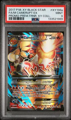 2017 POKEMON XY BLACK STAR PROMO #XY198A FULL ART/M CAMERUPT EX PSA 9 - Image 1