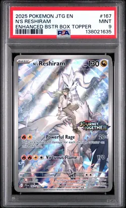 2025 POKEMON JTG EN-JOURNEY TOGETHER #167 N'S RESHIRAM PSA 9 - Image 1