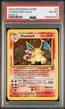 2000 POKEMON GAME BASE II #4 CHARIZARD-HOLO PSA 6 - Image 1