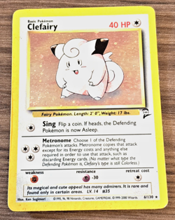 1999 Vintage Pokemon TCG Clefairy #6/130 Base Set 2 Holo Rare LP - Image 1