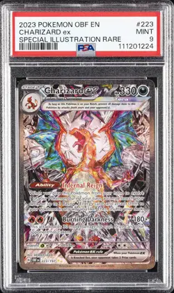 2023 POKEMON OBF EN-OBSIDIAN FLAMES SPECIAL ILLUSTRATION RARE CHARIZARD EX PSA 9 - Image 1