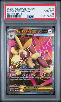 2025 POKEMON PFL EN-PHANTASMAL FLAMES ULTRA RARE #115 MEGA LOPUNNY EX PSA 10 - Image 1