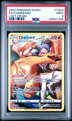 2022 POKEMON SWORD & SHIELD LOST ORIGIN #TG03 FULL ART/CHARIZARD PSA 9 - Image 1