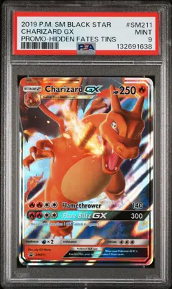2019 POKEMON SM BLACK STAR PROMO HIDDEN FATES TINS #SM211 CHARIZARD GX PSA 9 - Image 1