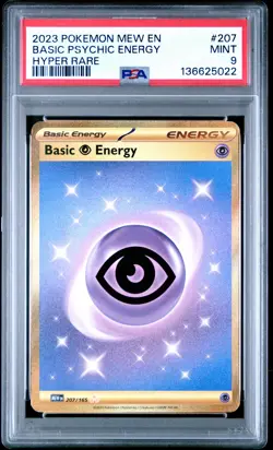 2023 POKEMON MEW EN-151 HYPER RARE #207 BASIC PSYCHIC ENERGY PSA 9 - Image 1