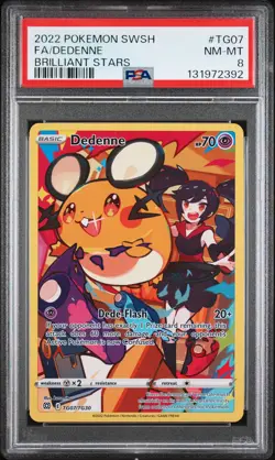 2022 POKEMON SWORD & SHIELD BRILLIANT STARS #TG07 FULL ART/DEDENNE PSA 8 - Image 1