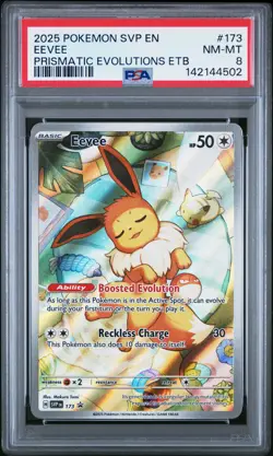 2025 POKEMON SVP EN-SV BLACK STAR PROMO #173 EEVEE PSA 8 - Image 1