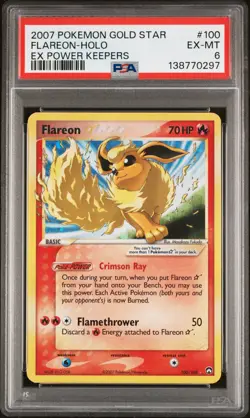 2007 POKEMON EX POWER KEEPERS GOLD STAR #100 FLAREON-HOLO PSA 6 - Image 1