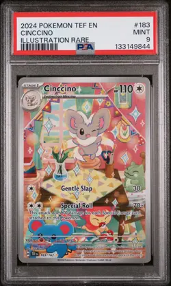 2024 POKEMON TEF EN-TEMPORAL FORCES ILLUSTRATION RARE #183 CINCCINO PSA 9 - Image 1