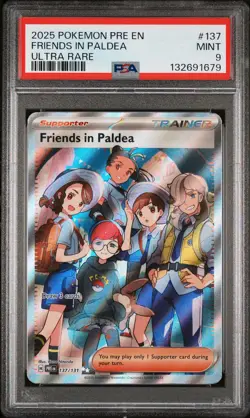 2025 POKEMON PRE EN-PRISMATIC EVOLUTIONS ULTRA RARE #137 FRIENDS IN PALDEA PSA 9 - Image 1