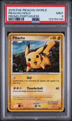 2010 POKEMON WORLD COLLECTION PORTUGUESE-DO NOT USE PIKACHU-HOLO PSA 9 - Image 1
