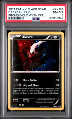 2017 POKEMON XY PROMO VOLCANION MYTHICAL COLLECTION DARKRAI-HOLO PSA 8 - Image 1