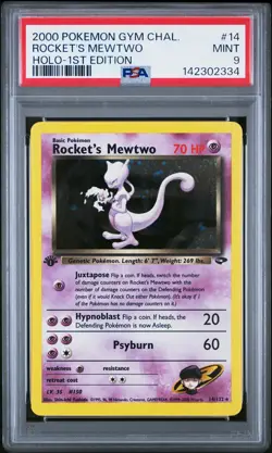 2000 POKEMON GYM CHALLENGE HOLO-1ST EDITION #14 ROCKET'S MEWTWO PSA 9 - Image 1