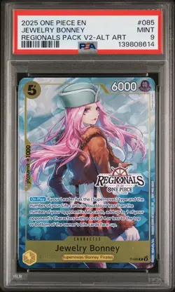 2025 ONE PIECE PROMOS ALTERNATE ART #085 JEWELRY BONNEY PSA 9 - Image 1