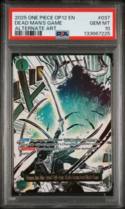 2025 ONE PIECE OP12-ALTERNATE ART #037 DEMON AURA NINE-SWORD STYLE PSA 10 - Image 1