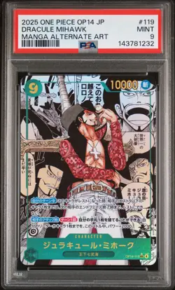2025 ONE PIECE JAPANESE THE AZURE SEA'S SEVEN MANGA ALT ART DRACULE MIHAWK PSA 9 - Image 1