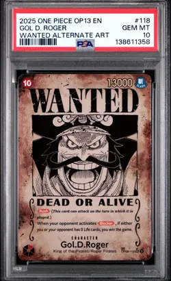 2025 ONE PIECE CARRYING ON HIS WILL WANTED ALT ART #118 GOL D. ROGER PSA 10 - Image 1