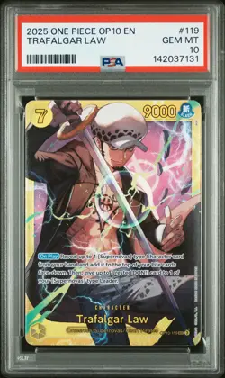 2025 ONE PIECE OP10-ROYAL BLOOD #119 TRAFALGAR LAW PSA 10 - Image 1