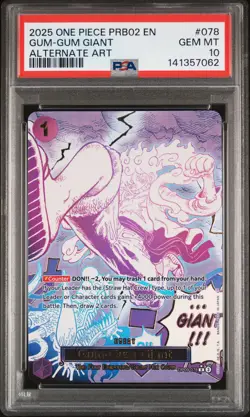 2025 ONE PIECE PREMIUM BOOSTER ALTERNATE ART #078 GUM-GUM GIANT PSA 10 - Image 1