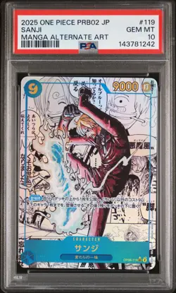 2025 ONE PIECE JPN PRB02-PREMIUM BOOSTER MANGA ALTERNATE ART #119 SANJI PSA 10 - Image 1
