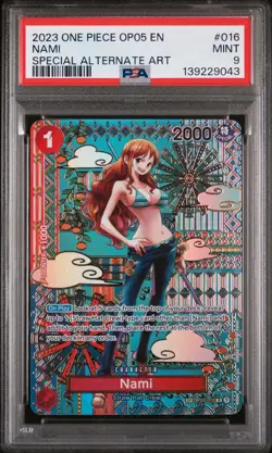 2023 ONE PIECE OP05-AWAKENING OF THE NEW ERA SPECIAL ALTERNATE ART NAMI PSA 9 - Image 1