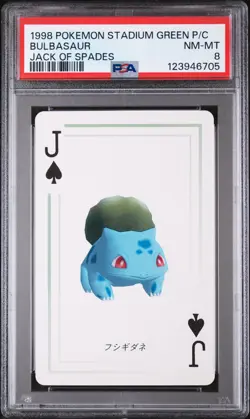 1998 POKEMON STADIUM GREEN VERSION PLAYING CARDS JACK OF SPADES BULBASAUR PSA 8 - Image 1