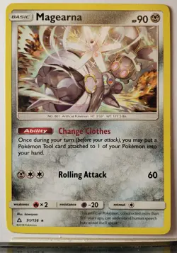 Magearna 91/156 VLP / NM - RARE Non Holo Ultra Prism Pokemon Card - kawayoo Art - Image 1