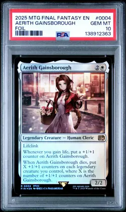 2025 MAGIC: THE GATHERING FINAL FANTASY FOIL #0004 AERITH GAINSBOROUGH PSA 10 - Image 1