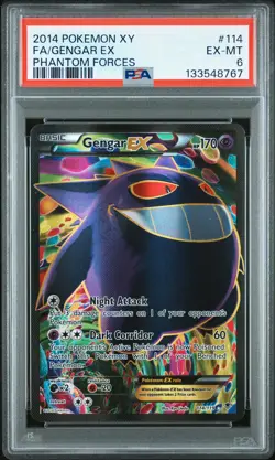 2014 POKEMON XY PHANTOM FORCES #114 FULL ART/GENGAR EX PSA 6 - Image 1
