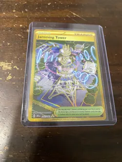 Jamming Tower 243/182 Sv10: Destined Rivals Gold Hyper Rare Pokemon TCG IN HAND - Image 1