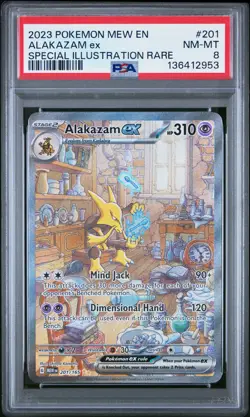 2023 POKEMON MEW EN-151 SPECIAL ILLUSTRATION RARE #201 ALAKAZAM EX PSA 8 - Image 1