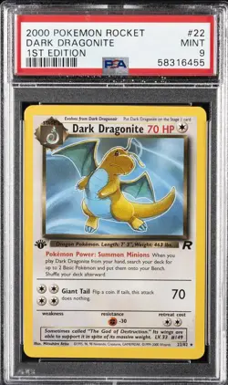 2000 POKEMON ROCKET 1ST EDITION #22 DARK DRAGONITE PSA 9 - Image 1