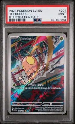 2023 POKEMON SVI EN-SCARLET & VIOLET ILLUSTRATION RARE #201 TOEDSCOOL PSA 9 - Image 1