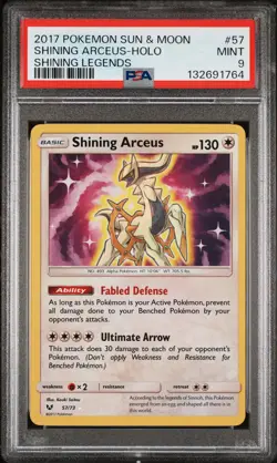 2017 POKEMON SUN & MOON SHINING LEGENDS #57 SHINING ARCEUS-HOLO PSA 9 - Image 1