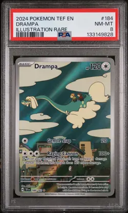 2024 POKEMON TEF EN-TEMPORAL FORCES ILLUSTRATION RARE #184 DRAMPA PSA 8 - Image 1
