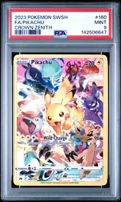 2023 POKEMON SWORD & SHIELD CROWN ZENITH #160 FULL ART/PIKACHU PSA 9 - Image 1