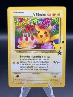 Birthday Pikachu Holo 24 Celebrations Classic Collection Pokemon 2021 - Image 1