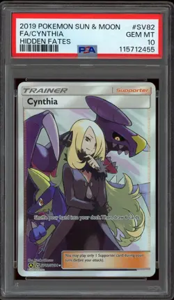 Pokemon PSA 10 Cynthia SV82/SV94 Sun & Moon Hidden Fates Shiny Vault Gem Mint - Image 1