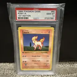 1999 Pokemon Game Ponyta 80/102 1st Edition Base Set PSA 10 GEM MINT - Image 1