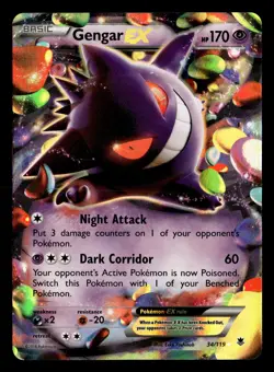 2014 Pokemon Gengar EX 34/119 Ultra Rare Holo XY Phantom Forces - Image 1