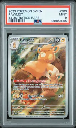 2023 POKEMON SVI EN-SCARLET & VIOLET ILLUSTRATION RARE #209 PAWMOT PSA 9 - Image 1