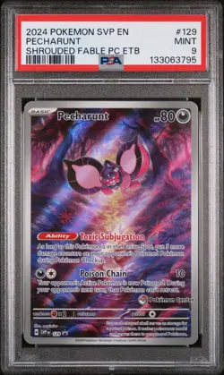2024 POKEMON SHROUDED FABLE POKEMON CENTER ETB PROMO #129 PECHARUNT PSA 9 - Image 1