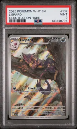 2025 POKEMON WHT EN-WHITE FLARE ILLUSTRATION RARE #137 LIEPARD PSA 9 - Image 1