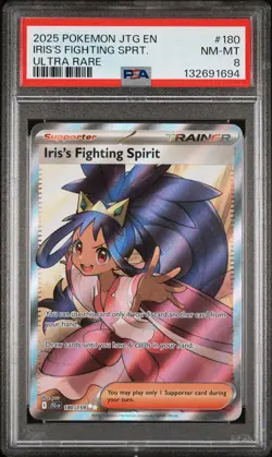 2025 POKEMON JTG EN-JOURNEY TOGETHER ULTRA RARE IRIS'S FIGHTING SPIRIT PSA 8 - Image 1