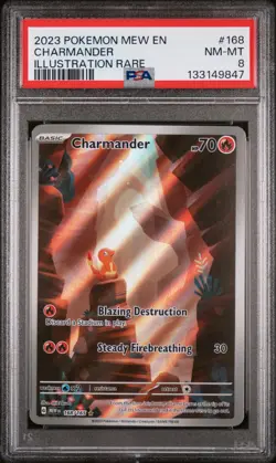 2023 POKEMON MEW EN-151 ILLUSTRATION RARE #168 CHARMANDER PSA 8 - Image 1