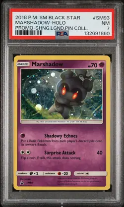 2018 POKEMON SM PROMO SHINING LEGENDS PIN COLLECTION MARSHADOW-HOLO PSA 7 - Image 1