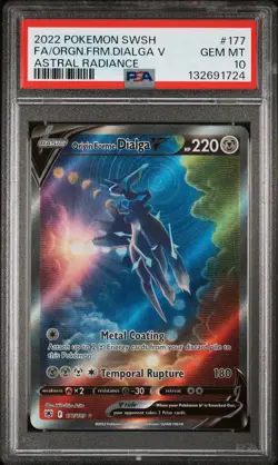 2022 POKEMON SWSH ASTRAL RADIANCE FULL ART/ORIGIN FORME DIALGA V PSA 10 - Image 1