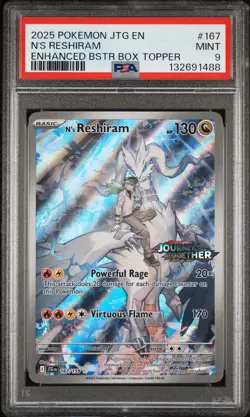 2025 POKEMON JTG EN-JOURNEY TOGETHER #167 N'S RESHIRAM PSA 9 - Image 1